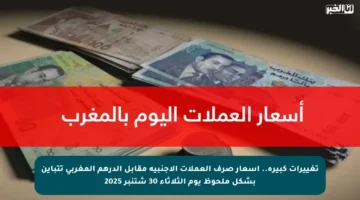 تغييرات كبيرة.. أسعار صرف العملات الأجنبية مقابل الدرهم المغربي تتباين بشكل ملحوظ يوم الثلاثاء 30 شتنبر 2025